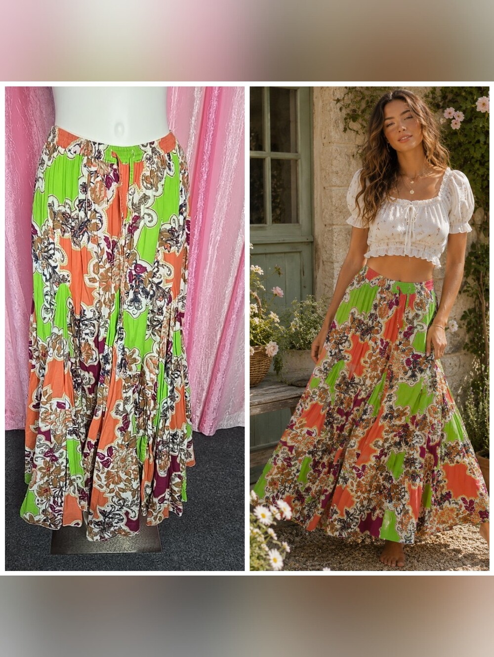 Jessica London Prairie Colorful Floral Cotton Cottagecore Full Skirt Size 12